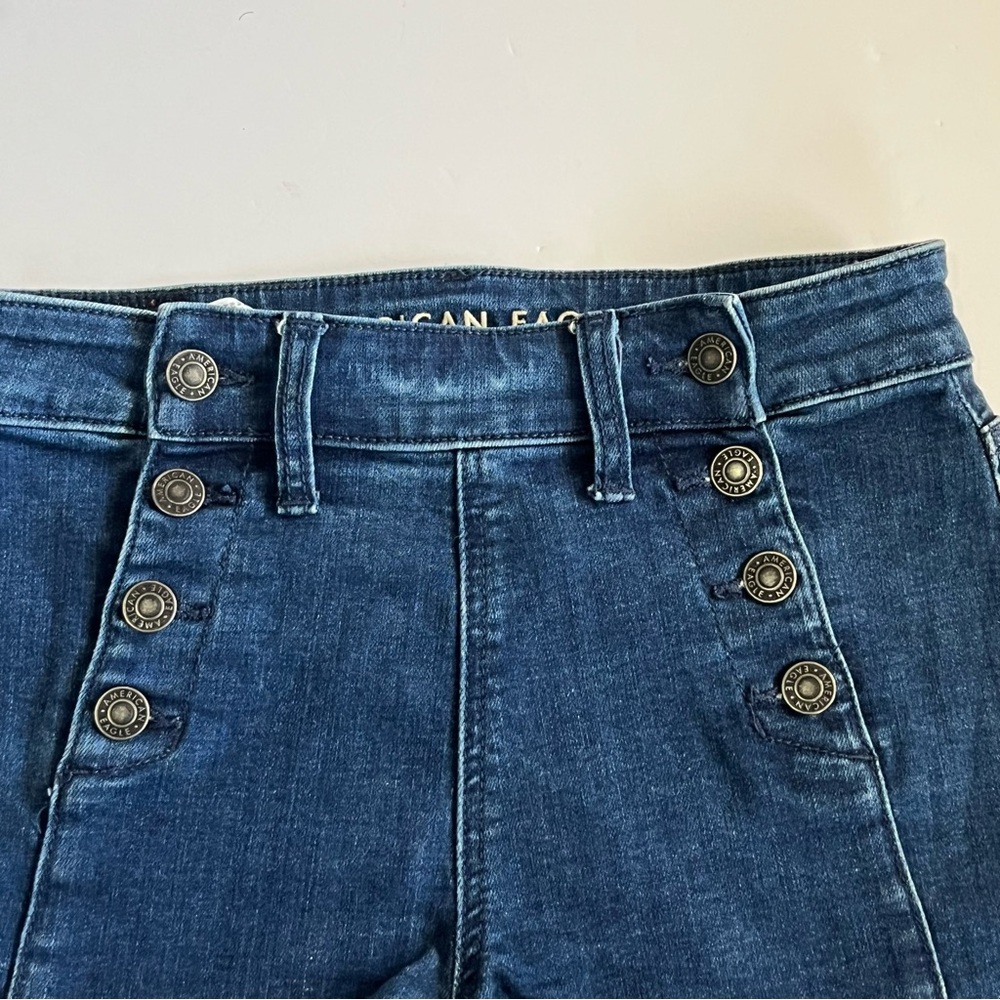 American Eagle Hi Rise Sailor Denim Jean Shorts Size 2 - Picture 4 of 9